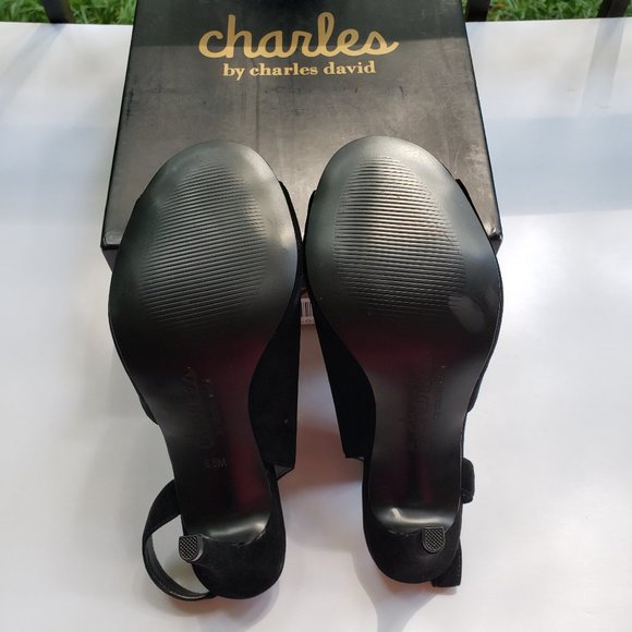 CHARLES by CHARLES DAVID Riot Pumps Slingback in Black Suede Size 6.5 Brand New - Picture 6 of 7